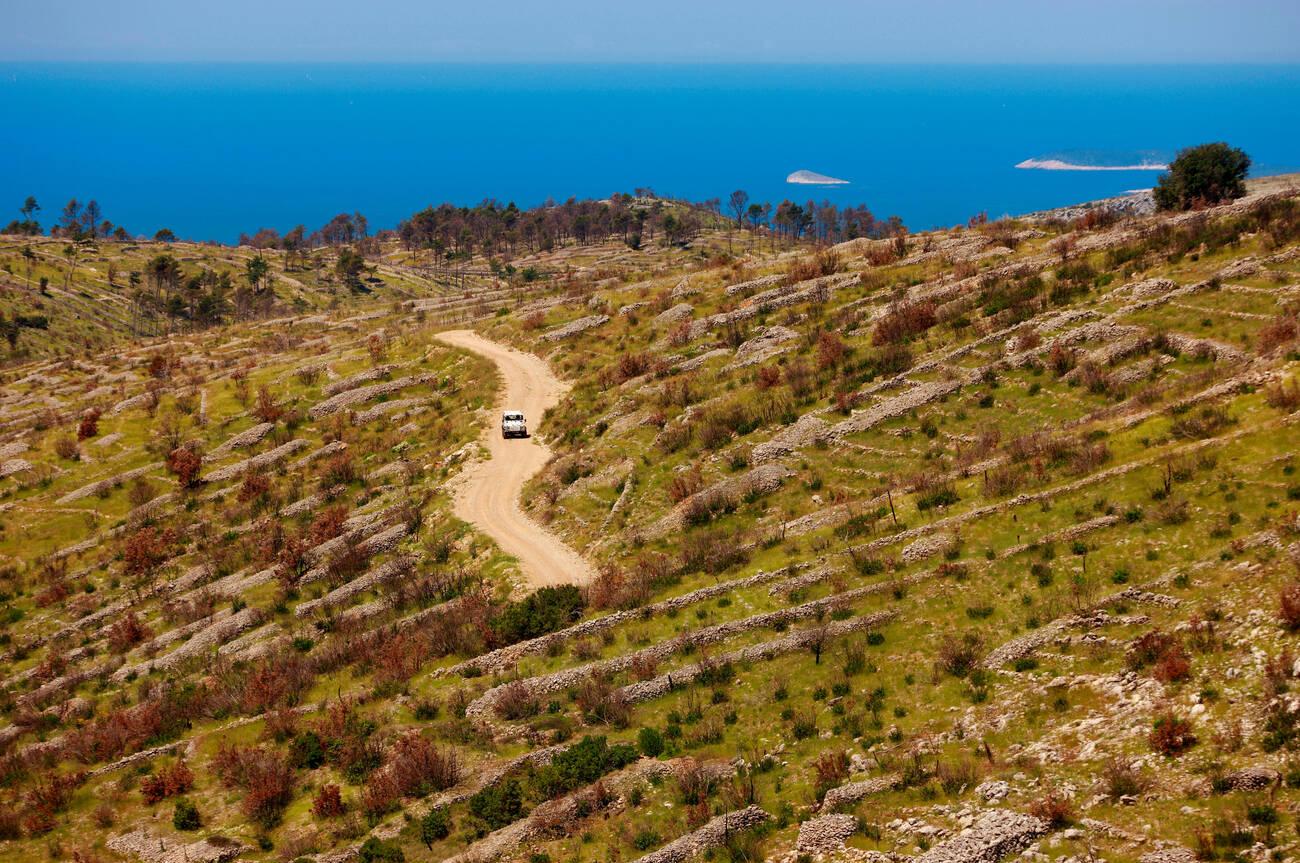 4WD vehicle on scenic Hvar dirt road
