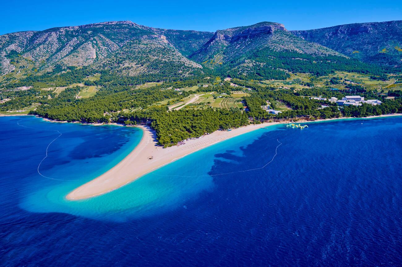 Aerial view of Zlatni Rat Beach